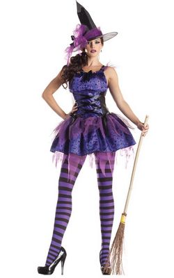 F1484   Purple Classic Starry Night Witch Costume